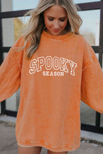 Load image into Gallery viewer, Orange SPOOKY SEASON Embroidered Letter Graphic Twisted Ribbed Sweatshirt
