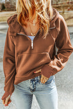 Load image into Gallery viewer, Pink Quarter Zip Kangaroo Pocket Hoodie
