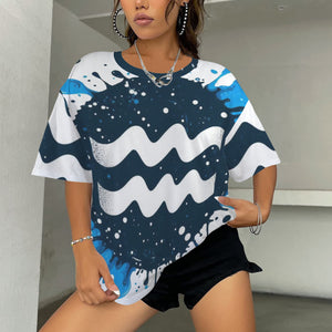 Aquarius Round Neck Loose T-Shirt (Inky Splatter) 4