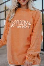 Load image into Gallery viewer, Orange SPOOKY SEASON Embroidered Letter Graphic Twisted Ribbed Sweatshirt
