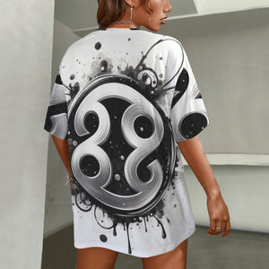 Cancer Round Neck Loose T-Shirt (Inky Splatter)