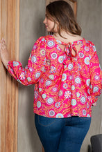 Load image into Gallery viewer, Pink Plus Size Square Neck Floral Blouse
