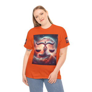 Cosmic Libra Justice Tee, Celestial Balance Shirt, Astrology Themed T-Shirt, Gift for Science Lovers, Unisex Heavy Cotton Tee