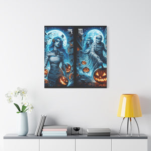 Aquarius Halloween Canvas Wall Art, Spooky Decor, Unique Gift, Home Decoration, Witch Theme Art, Perfect for Fall, Mysterious Vibe