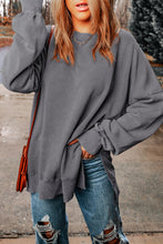 Load image into Gallery viewer, Gray Drop Shoulder Ribbed Trim Oversized Sweatshirt
