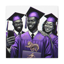 Load image into Gallery viewer, Graduation Celebration Canvas Print, Wall Art for Graduates, Purple Graduation Gift, College Commencement Decor, Customizable Canvas
