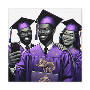 Graduation Celebration Canvas Print, Wall Art for Graduates, Purple Graduation Gift, College Commencement Decor, Customizable Canvas