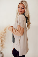 Load image into Gallery viewer, Smoke Gray Color Block High Low Textured Hoodie
