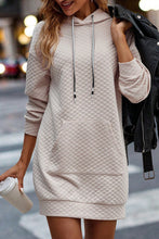 Load image into Gallery viewer, Parchment Drawstring Kangaroo Pocket Quilted Hooded Dress
