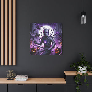 Ninja Halloween Wall Art, Frightening Home Decor, Glow-in-the-Dark Canvas