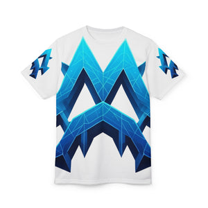 Geometric Blue Unisex Cut & Sew Tee - Bold Graphic Tee for Casual Style, Streetwear, Unique Gift, Everyday Wear