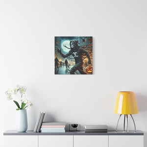 Spooky Halloween Wall Art Canvas, Creepy Decor for Haunted Houses, Trick or Treat Wall Hanging, Frightening Artwork, Seasonal Home Decor