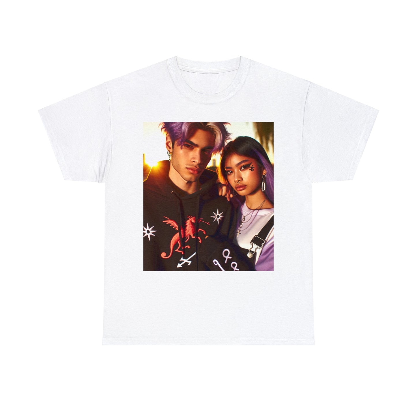 Unisex Sagittarius Couple (1) Heavy Cotton Tee