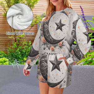 Designer (30) Cancer  Long Sleeve Fleece Sweatshirt & Drawstring Shorts Set