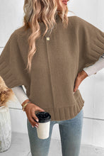 Load image into Gallery viewer, Blackish Green Mock Neck Batwing Short Sleeve Knit Sweater
