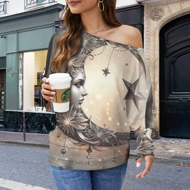 Designer (24) Cancer Casual Long Batwing Sleeve Off Shoulder Sweater