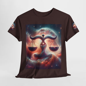 Cosmic Libra Justice Tee, Celestial Balance Shirt, Astrology Themed T-Shirt, Gift for Science Lovers, Unisex Heavy Cotton Tee