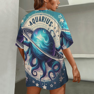 Aquarius (3) Round Neck Loose T-Shirt