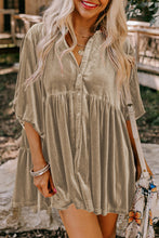 Load image into Gallery viewer, Chestnut 3/4 Sleeve Tunic Babydoll Velvet Shirt
