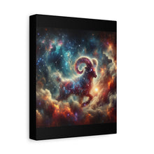 Load image into Gallery viewer, Celestial Aries Ram Canvas Art, Zodiac Decor, Astrological Wall Art, Gift for Astrology Lovers, Cosmic Home Decor, Unique Art Piece
