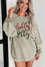 Load image into Gallery viewer, Green Sequined holly jolly Graphic Corded Sweatshirt
