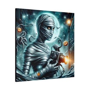 Spooky Mummy Canvas Art, Halloween Home Decor, Unique Wall Art, Horror Theme Decoration, Ghostly Photography Print
