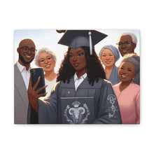 Load image into Gallery viewer, Graduation Celebration Canvas Print, Family Tribute Art, Graduation Gift, Wall Decor for Her, Customizable Artwork
