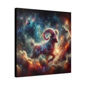 Celestial Aries Ram Canvas Art, Zodiac Decor, Astrological Wall Art, Gift for Astrology Lovers, Cosmic Home Decor, Unique Art Piece