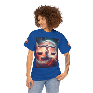 Cosmic Libra Justice Tee, Celestial Balance Shirt, Astrology Themed T-Shirt, Gift for Science Lovers, Unisex Heavy Cotton Tee