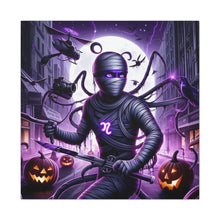 Load image into Gallery viewer, Ninja Halloween Wall Art, Frightening Home Decor, Glow-in-the-Dark Canvas
