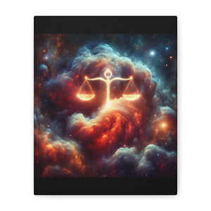 Cosmic Balance Canvas Wall Art - Celestial Decor, Zodiac Gift, Space Wall Art, Libra Astrology, Home Aesthetic