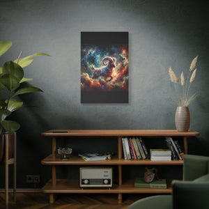 Celestial Aries Ram Canvas Art, Zodiac Decor, Astrological Wall Art, Gift for Astrology Lovers, Cosmic Home Decor, Unique Art Piece