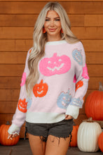 Load image into Gallery viewer, Beige Halloween Cute Pumpkin Pattern Sweater
