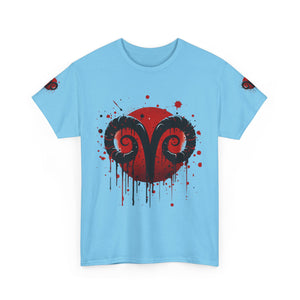 Aries Heart Tee, Unisex Heavy Cotton T-Shirt, Astrology Gift, Birthday Present, Graphic Tee, Casual Wear, Unique Design