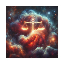 Load image into Gallery viewer, Cosmic Balance Canvas Wall Art - Celestial Decor, Zodiac Gift, Space Wall Art, Libra Astrology, Home Aesthetic
