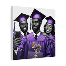 Load image into Gallery viewer, Graduation Celebration Canvas Print, Wall Art for Graduates, Purple Graduation Gift, College Commencement Decor, Customizable Canvas
