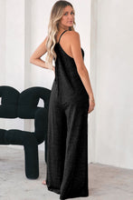 Load image into Gallery viewer, Black Patch Pockets Spaghetti Strap Wide Leg Jumpsuit

