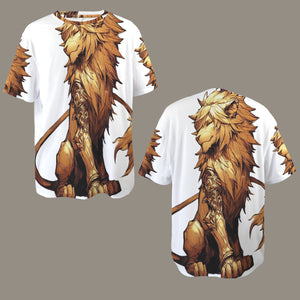 Leo Round Neck Loose T-Shirt (Rough Sketch) 4