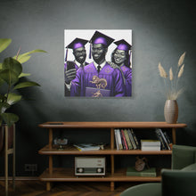 Load image into Gallery viewer, Graduation Celebration Canvas Print, Wall Art for Graduates, Purple Graduation Gift, College Commencement Decor, Customizable Canvas

