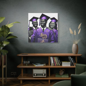Graduation Celebration Canvas Print, Wall Art for Graduates, Purple Graduation Gift, College Commencement Decor, Customizable Canvas