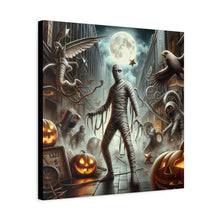 Load image into Gallery viewer, Spooky Mummy Art Canvas Print | Halloween Home Decor, Fall Wall Art, Unique Gift, Framed Mummy Artwork, Creepy Halloween Decor
