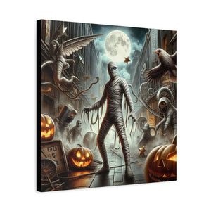 Spooky Mummy Art Canvas Print | Halloween Home Decor, Fall Wall Art, Unique Gift, Framed Mummy Artwork, Creepy Halloween Decor