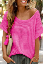 Load image into Gallery viewer, Red Clay Solid Loose Knit Short Dolman Sleeve Sweater
