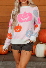 Load image into Gallery viewer, Beige Halloween Cute Pumpkin Pattern Sweater
