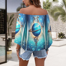Load image into Gallery viewer, Designer (31) Aquarius Off Shoulder Trumpet Sleeve Blouse
