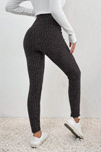 Load image into Gallery viewer, Gray Wide Waistband Ribbed Textured Knit Leggings
