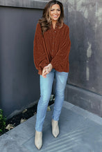 Load image into Gallery viewer, Coffee Textured Corduroy Puff Sleeve Shacket
