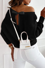 Load image into Gallery viewer, Pink Ribbon Bow Knot Dolman Sleeve Sweater
