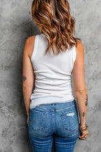 Load image into Gallery viewer, Blue Solid Round Neck Ribbed Tank Top
