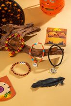 Load image into Gallery viewer, Orange 4pcs Halloween Ghost Spider Web Beaded Bracelet Set
